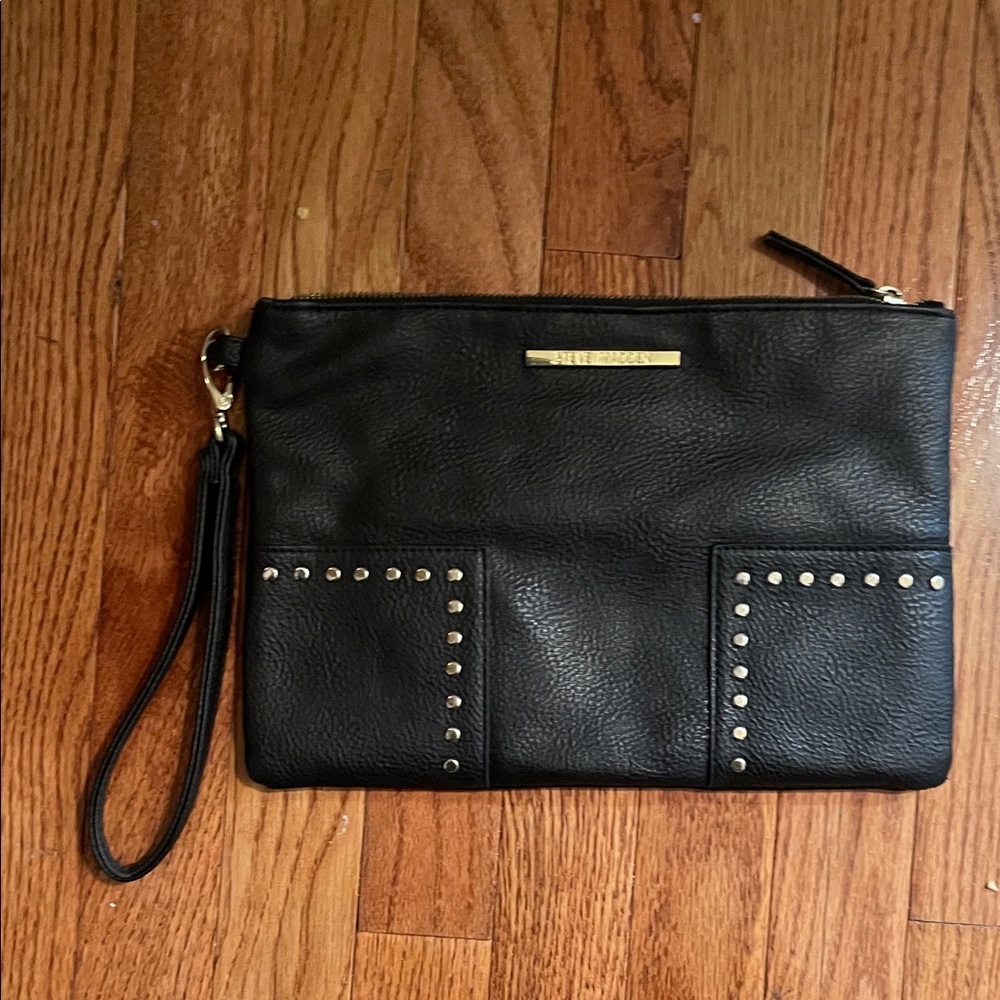 Steve Madden Black Studded Wristlet Clutch